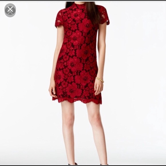 nordstrom red lace dress